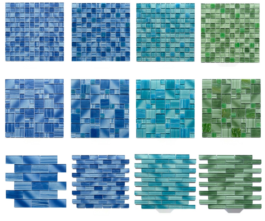 Ocean blue crystal pool mosaic tile
