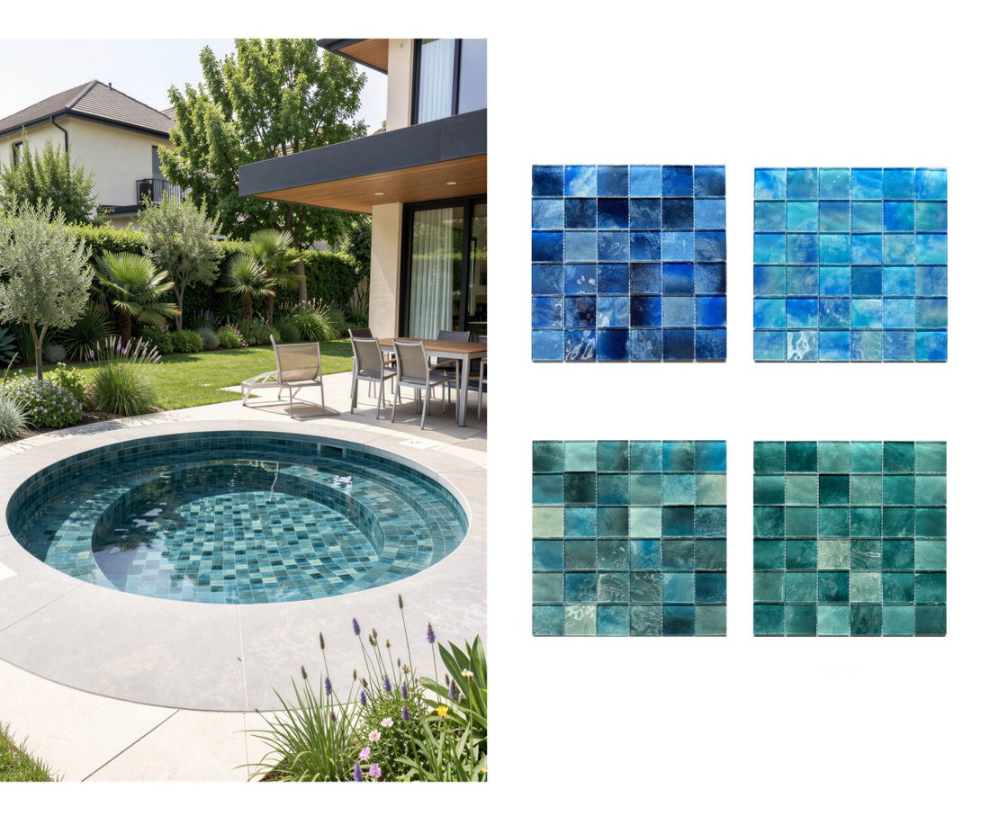 Aqua turquoise crystal pool mosaic