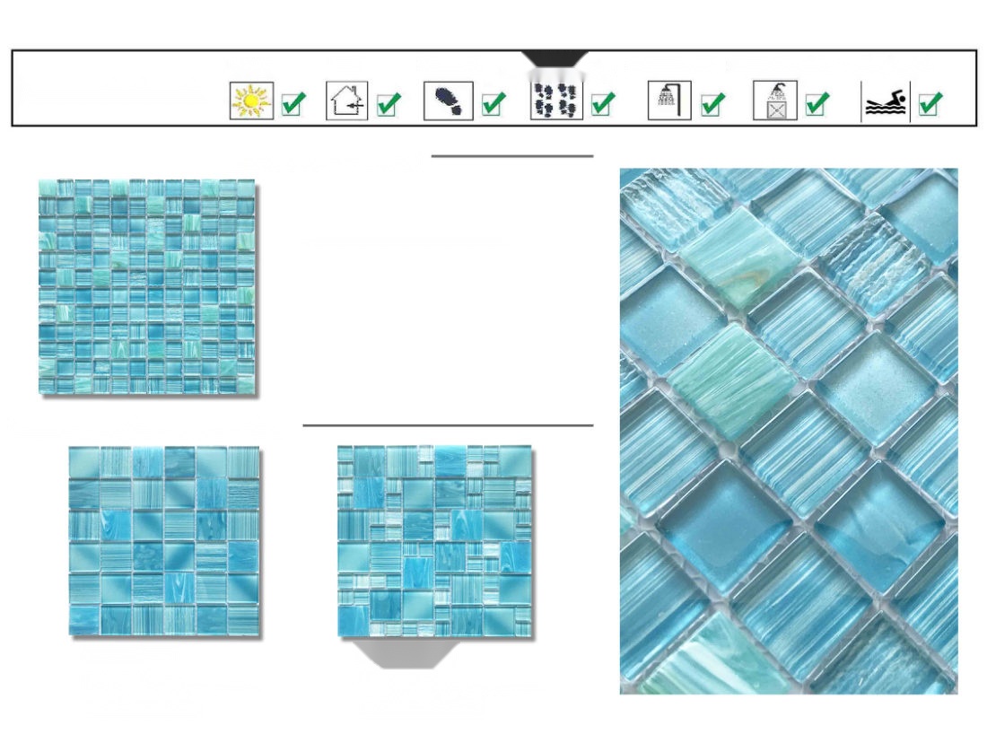 Crystal pool mosaic installation closeup
