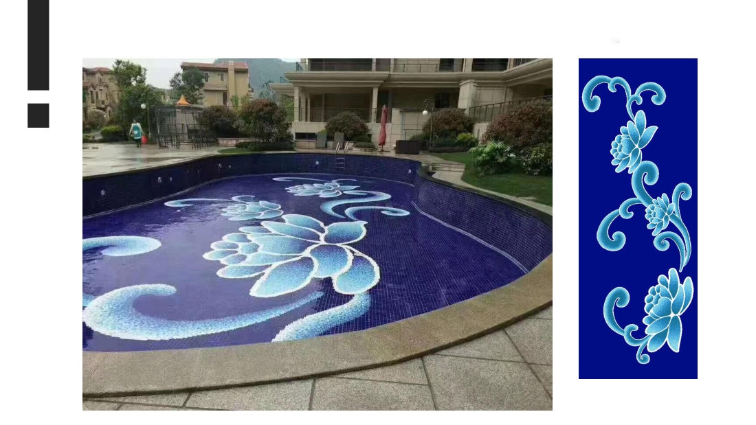 Greek key pool mosaic border pattern