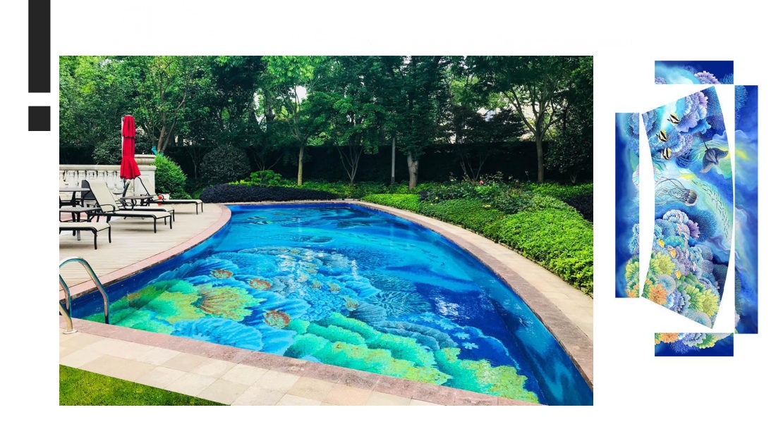 Tropical fish pool mosaic