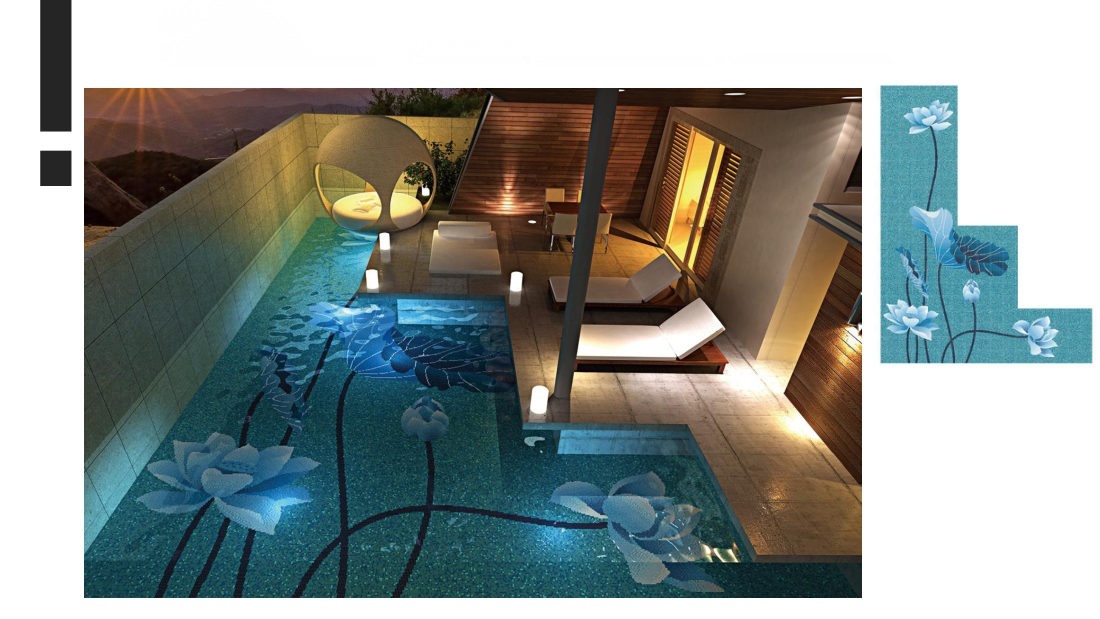 Custom logo pool mosaic design